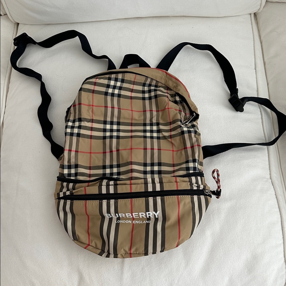 Burberry Unisex Beige Check Convertible Backpack / Waist Bag NWOT